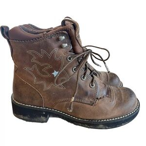Ariat Womens Lace Up Boots Brown Western Cowboy Probaby Lacer Driftwood Sz 7 B